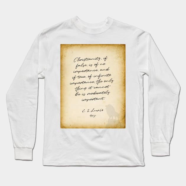 CS Lewis quote, Christianity if false, is of no importance Long Sleeve T-Shirt by BWDESIGN